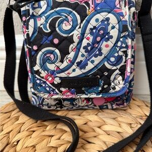 Vera Bradley/Disney Quilted Crossbody in Black, Blue & Pink Paisley